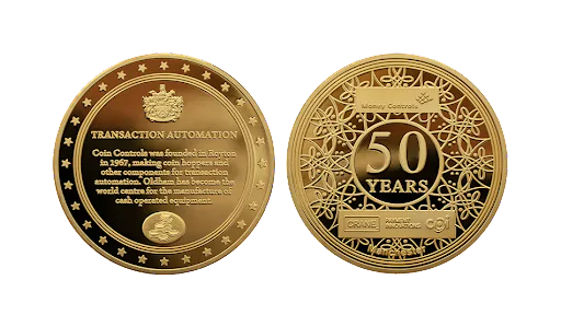 Celebrating Corporate Achievements: Custom Coin Company embosses Gold for 50 Years Jubilee