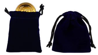 Blue Velvet Pouch for Custom Coins