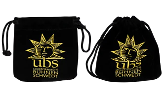 Velvet pouch for custom coins with individual logo print