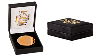 Velvet box for custom coins with individual logo print