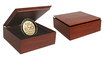 Wooden box for custom coins